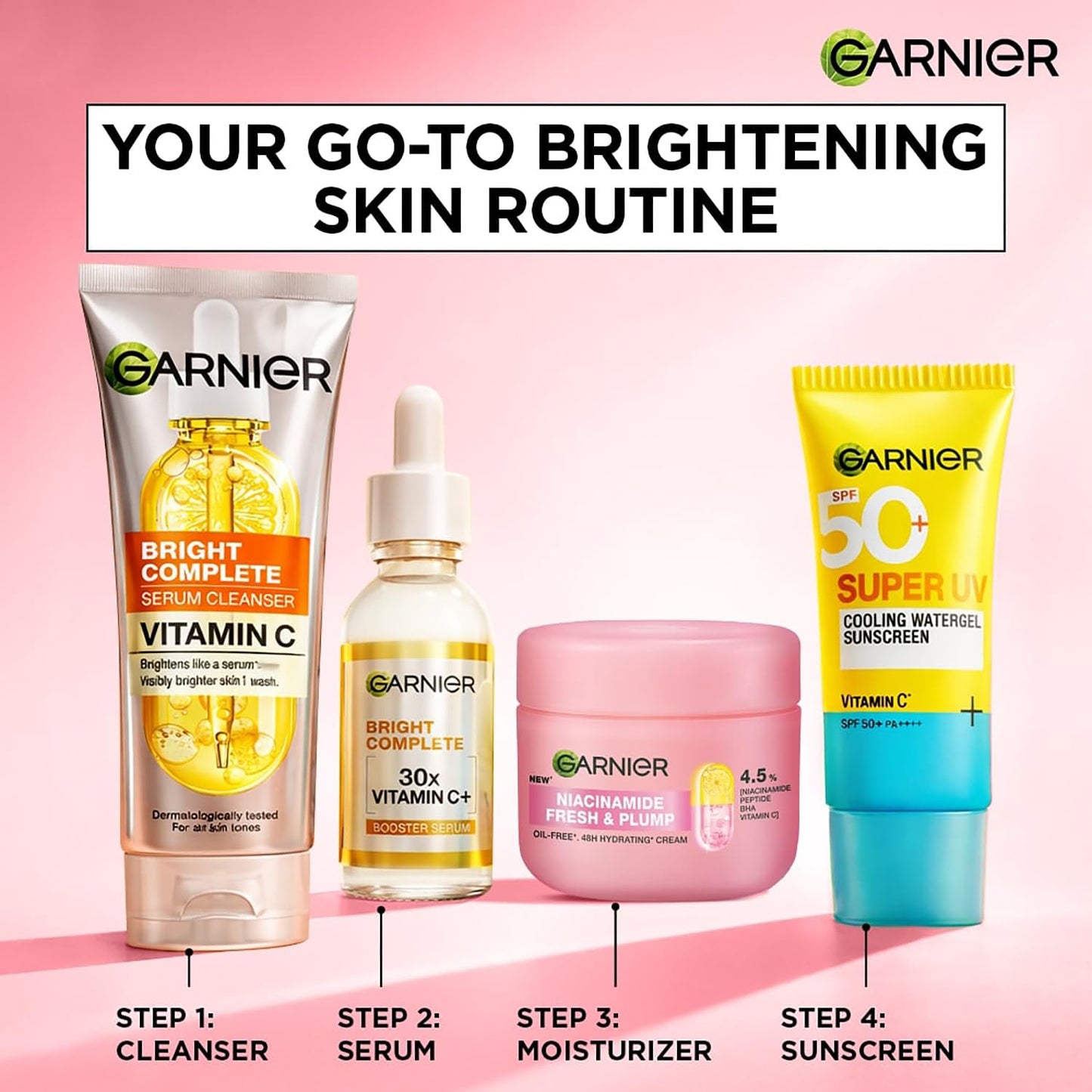 Garnier Fresh & Plump Niacinamide Sorbet Moisturizer Cream, 4.5% Niacinamide + Peptide + BHA + Vitamin C, 9x Lighter Sorbet Cream, For Hydrated and Plump Skin, Suitable for Oily to Normal & Combination Skin, 45g