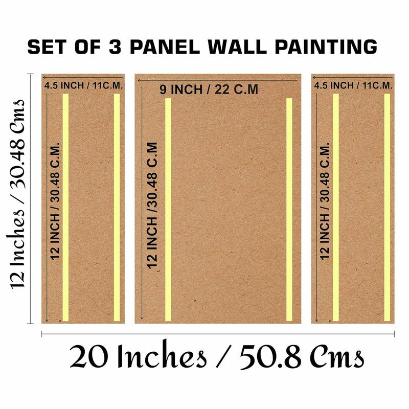 SAF deer Paintings for Wall Decoration - Set Of 3, 3d modern art Painting for Living Room Large Size with Frames for Home, Office painting 50.8 cm x 30.48...
